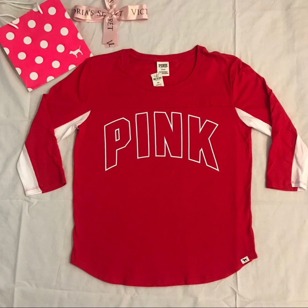 NWT❤️VS PINK 3/4 Length Sleeve Baseball Tee❤️ Medium